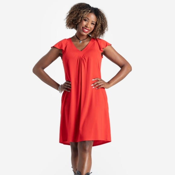 LuLaRoe Chaylin Ruffle Sleeve Dress Striped Size XL - Picture 7 of 7